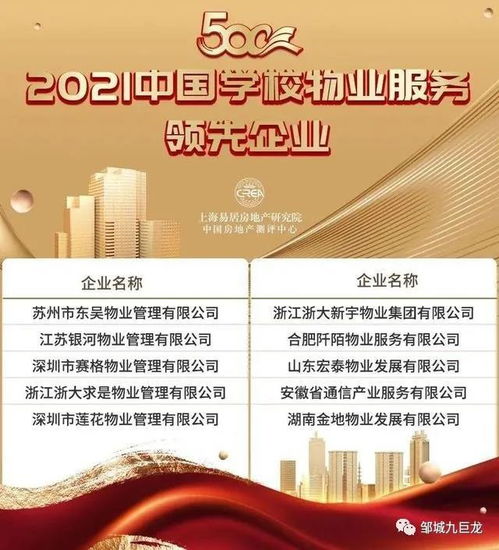 九巨龍物業(yè)榮膺物業(yè)服務(wù)企業(yè)綜合實力500強